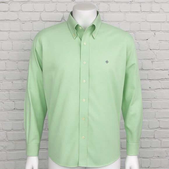 Brooks Brothers Oxford OCBD Button Down Shirt Men Large Green Supima Cotton - Picture 1 of 15